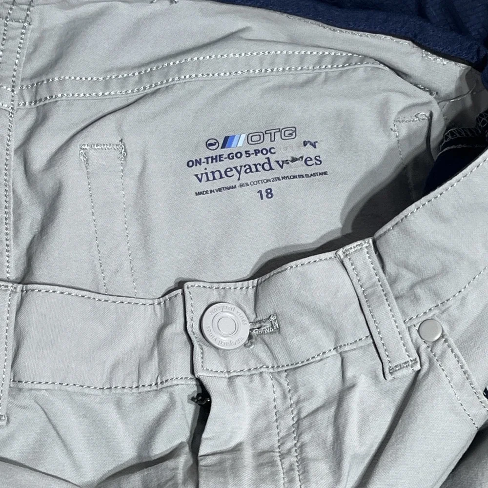 Vineyard Vines OTG On-The-Go 5-Pocket Pants Boy 18 Grey Stretch Performance Golf